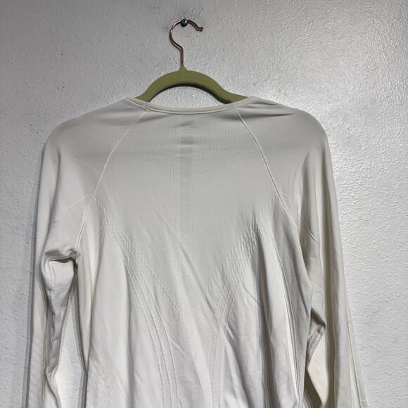 Athleta White Speedlight Seamless Ruched Long Sleeve Top Sz M - Picture 7 of 10